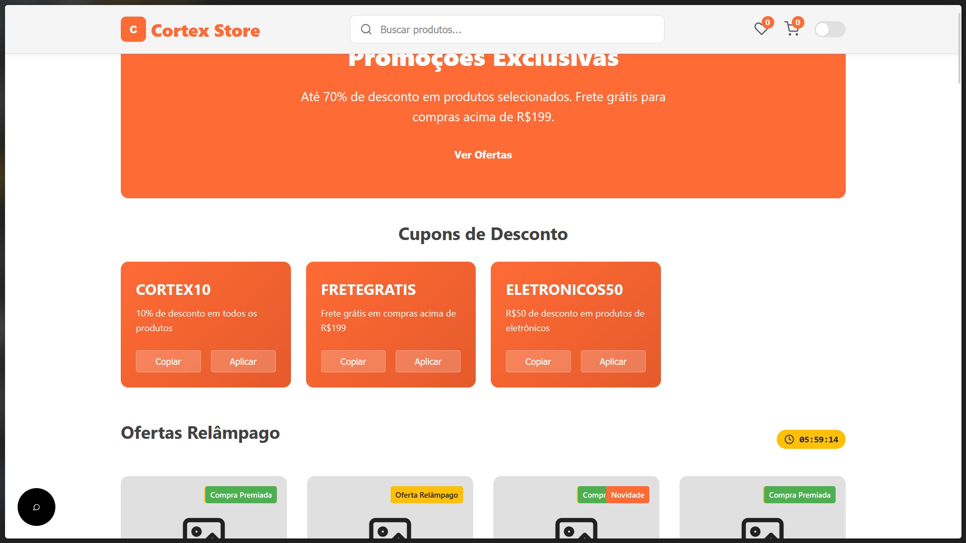 Prévia de uma loja moderna